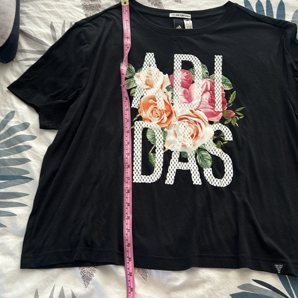 Adidas Floral T Shirt, Size 2X Plus, Black - Picture 13 of 14